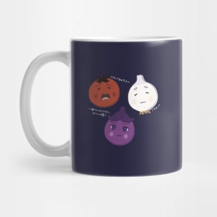 Frieren, Fern and Stark as vegetables (white text) Mug